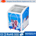 Sliding curved glass door ice cream freezer showcase